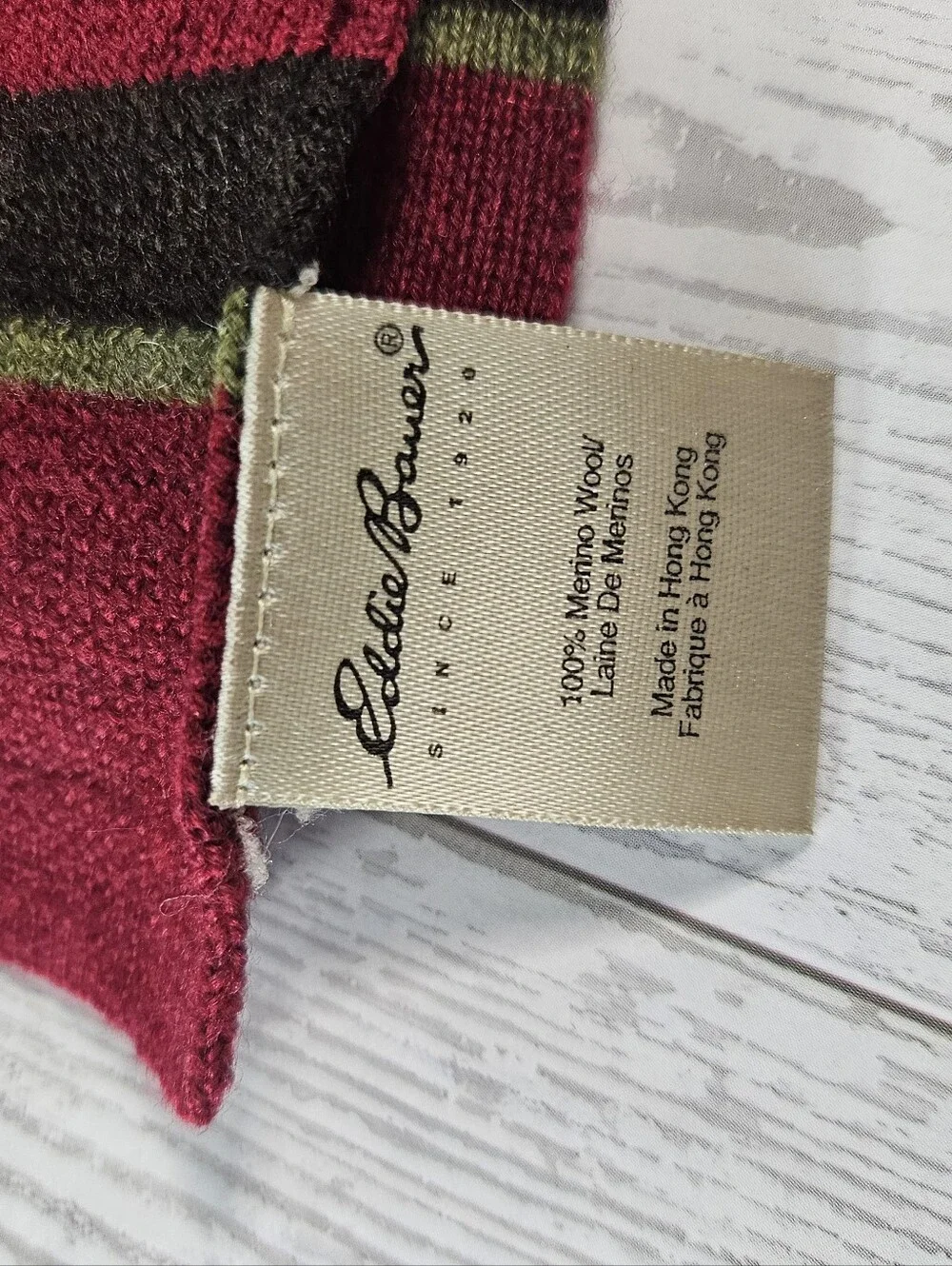 Eddie Bauer Women Scarf Multicolor Striped Knit 100% Merino Wool Winter